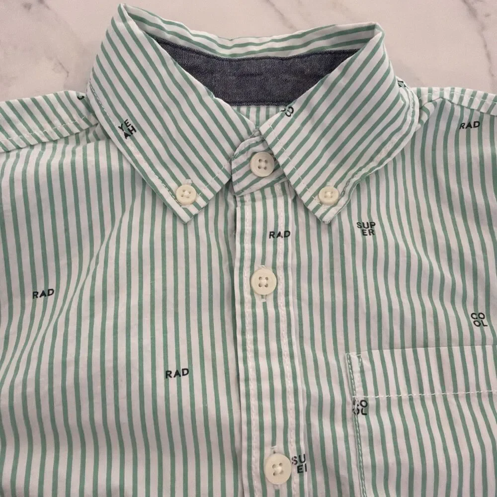 Gymboree Boys Button-Down Dress Shirt Cool Super Yeah Sz 5